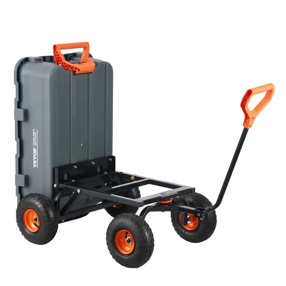VEVOR Garden Cart, Durable Poly Dump Cart with Simple Assembly Steel Structure, Versatile Dump Wagon with Dual-Function Handle, Handy Wheelbarrow with 800 lbs Load Capacity, 10 inch Wheels