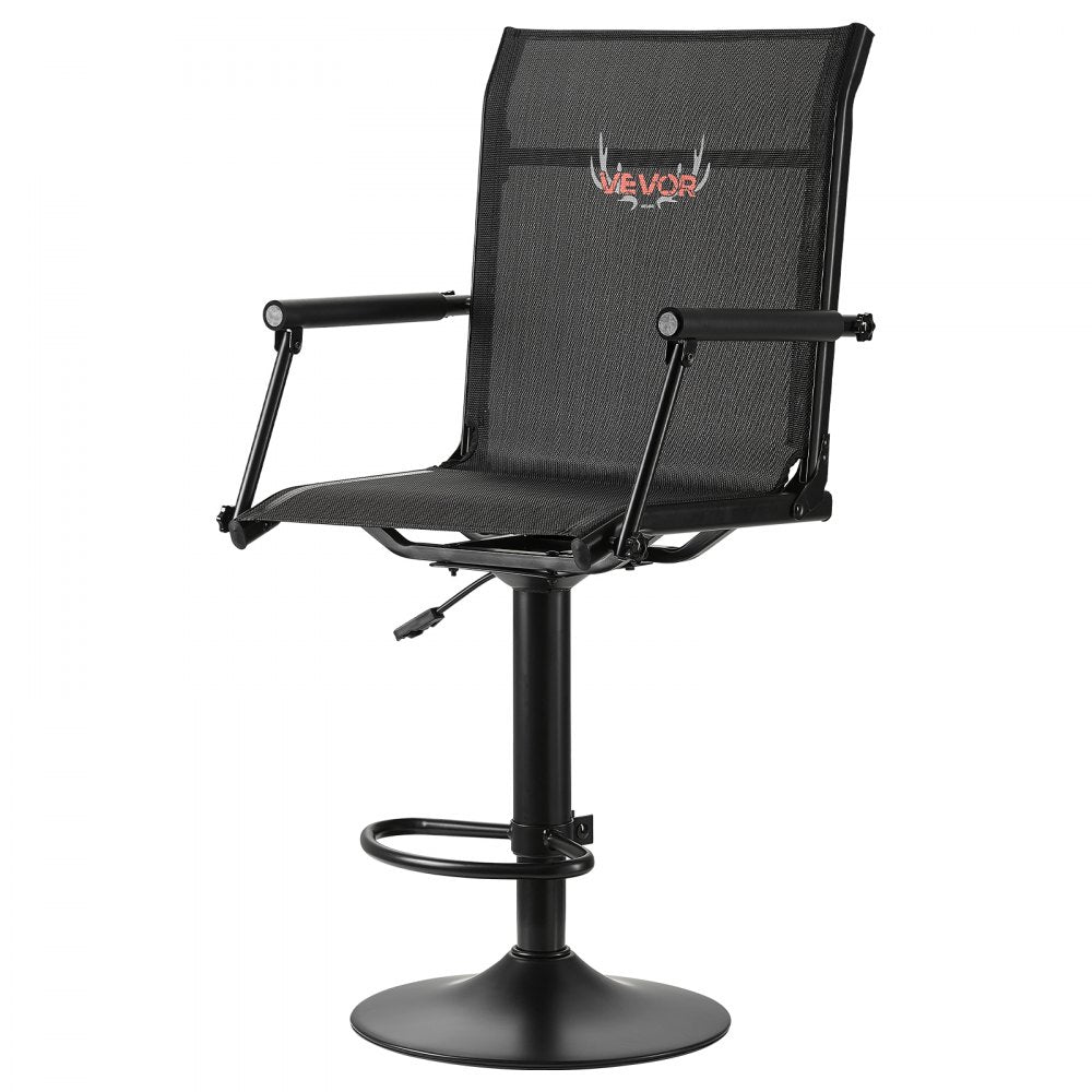 VEVOR Hunting Chair, 360° Silent Swivel, Lightweight Blind Chair, Heavy-Duty Steel Frame Ground Stool Seat, with Padded Armrests, Height Adjustable, 300 Lbs Capacity, for Outdoor Fishing, Camping