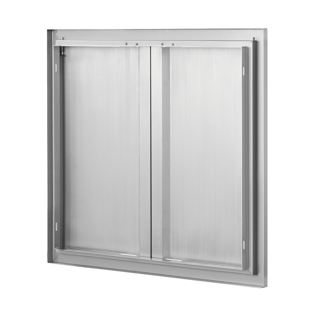 VEVOR BBQ Access Door, 26W x 24H Inch Double Outdoor Kitchen Door, Stainless Steel Flush Mount Door, Wall Vertical Door with Recessed Handles , for BBQ Island, Grilling Station, Outside Cabinet