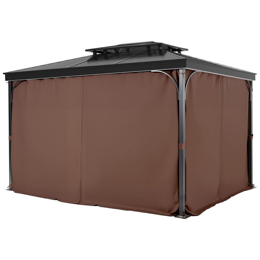 VEVOR Gazebo Curtains Outdoor, Fit Most 10' x 10' x 6.9' Gazebos, 4-Panel Sidewall Gazebo Privacy Curtains with Zippers, Outdoor Curtain Replacement for Patio Canopy, Only Curtain, Coffee