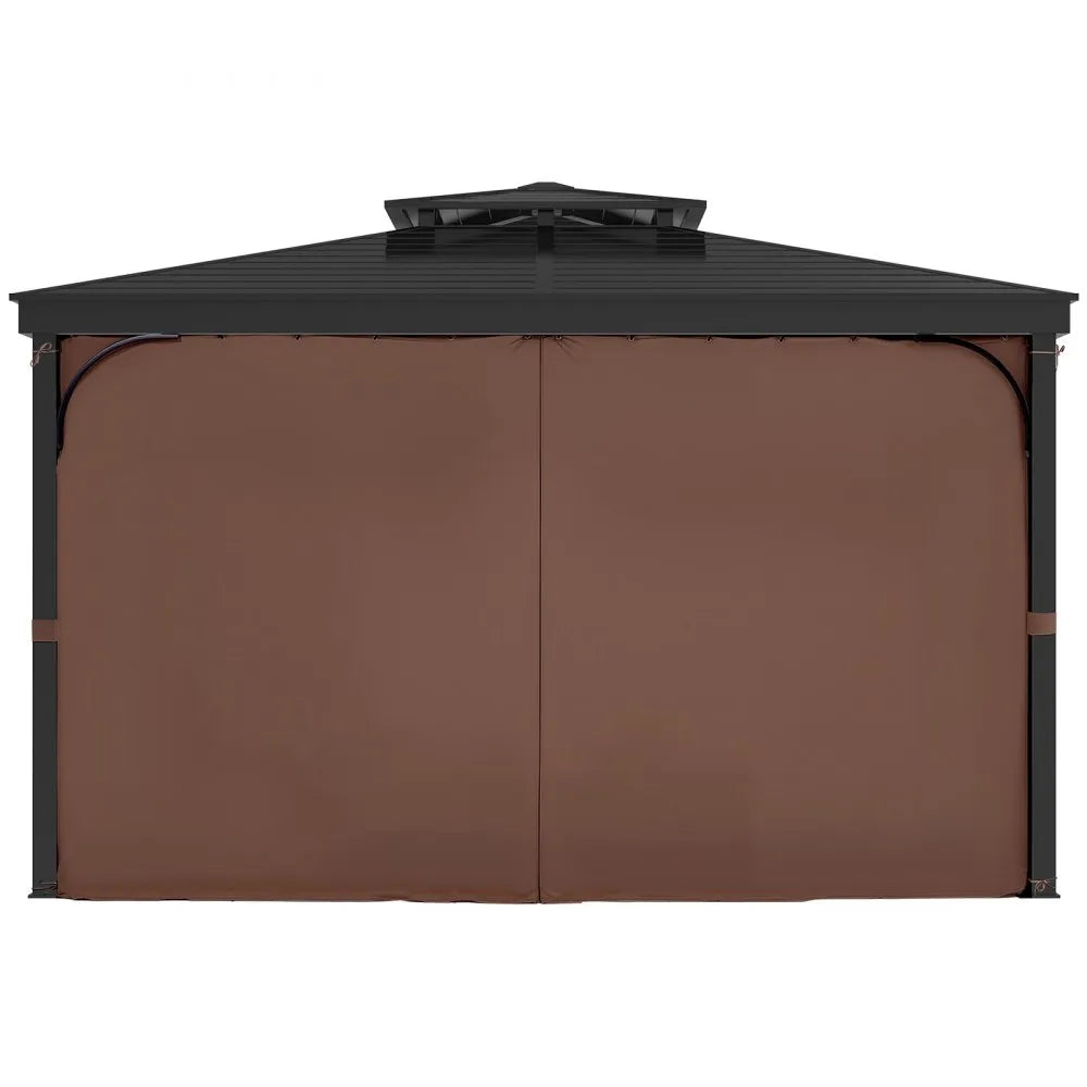VEVOR Gazebo Curtains Outdoor, Fit Most 10' x 10' x 6.9' Gazebos, 4-Panel Sidewall Gazebo Privacy Curtains with Zippers, Outdoor Curtain Replacement for Patio Canopy, Only Curtain, Coffee