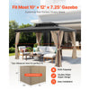 VEVOR Gazebo Curtains Outdoor, 12' x 10' x 7.3' Gazebos, 4-Panel Sidewall Gazebo Privacy Curtains with Zippers, Outdoor Curtain Replacement for Patio Canopy, Only Curtain, Khaki