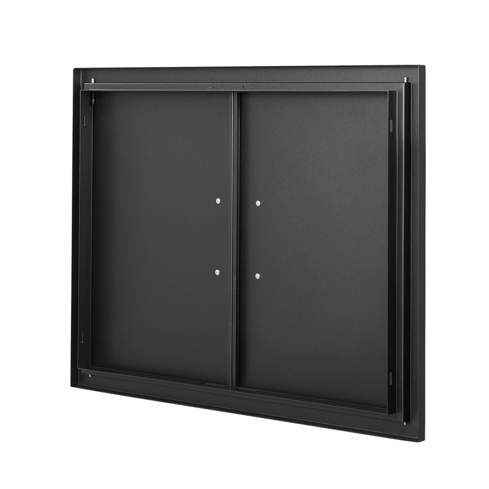 VEVOR BBQ Access Door, 31W x 24H Inch Double Outdoor Kitchen Door, Cold Plate Flush Mount Door, Wall Vertical Door with Handles, for BBQ Island, Grilling Station, Outside Cabinet(Stainless Steel + Oil-Sprayed Product)