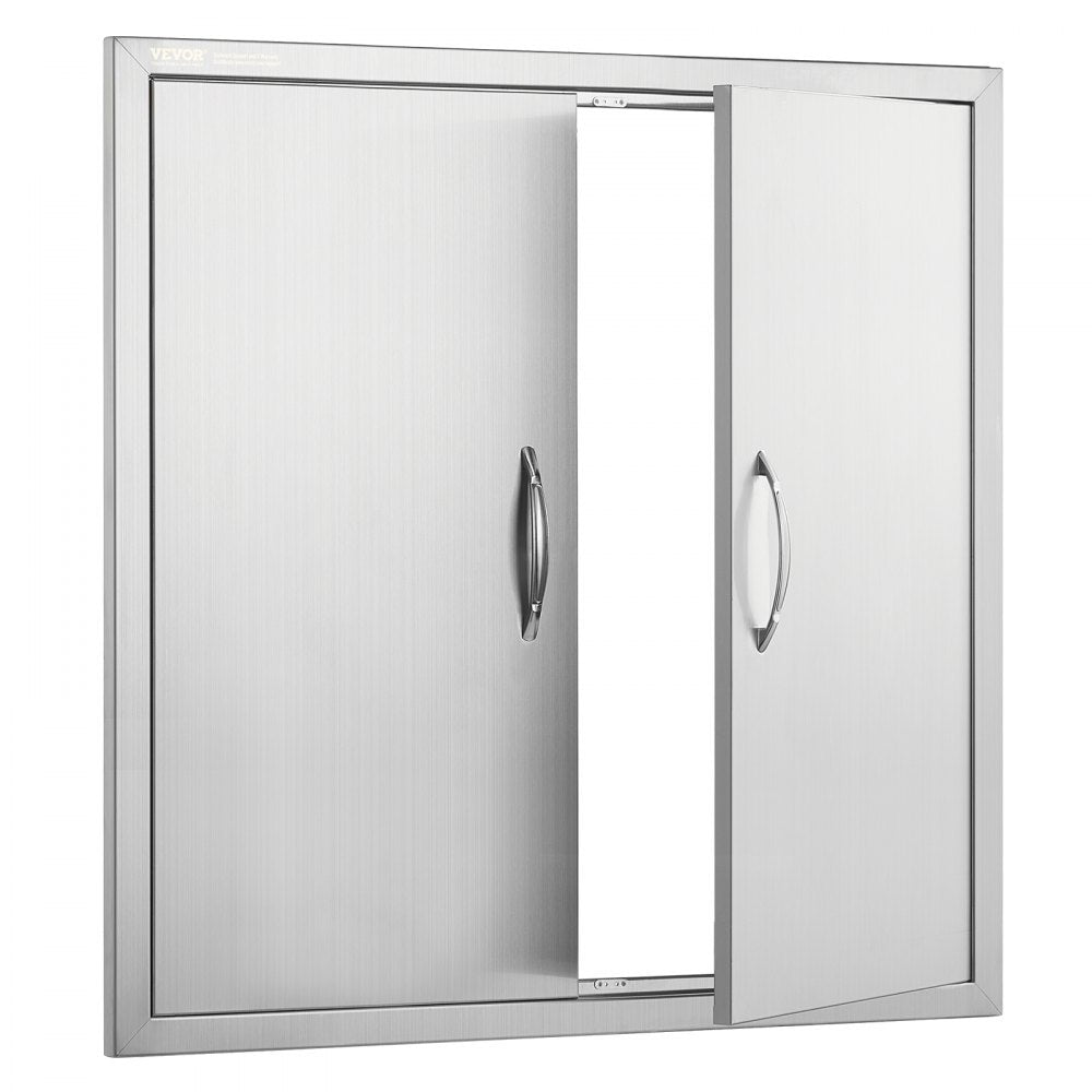 VEVOR BBQ Access Door, 31W x 31H Inch Double Outdoor Kitchen Door, Stainless Steel Flush Mount Door, Wall Vertical Door with Handles, for BBQ Island, Grilling Station, Outside Cabinet