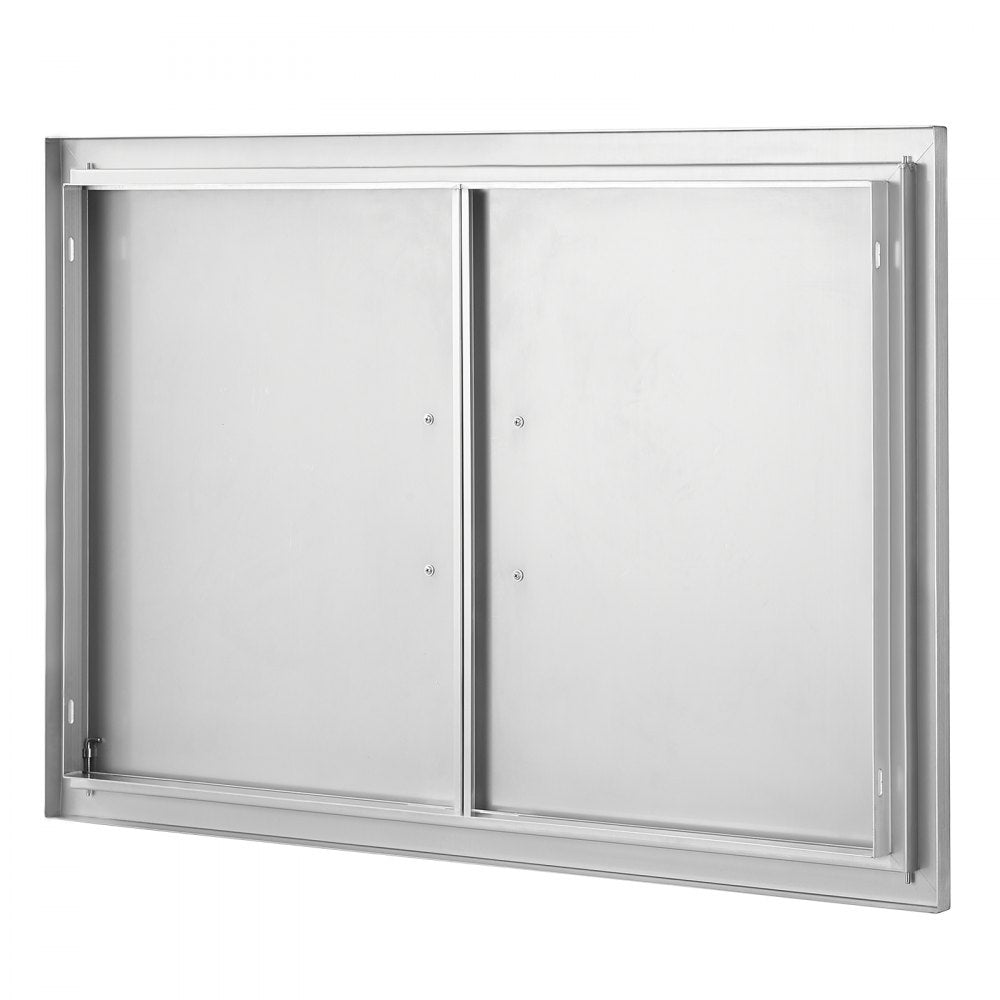 VEVOR BBQ Access Door, 35W x 24H Inch Double Outdoor Kitchen Door, Stainless Steel Flush Mount Door, Wall Vertical Door with Handles, for BBQ Island, Grilling Station, Outside Cabinet