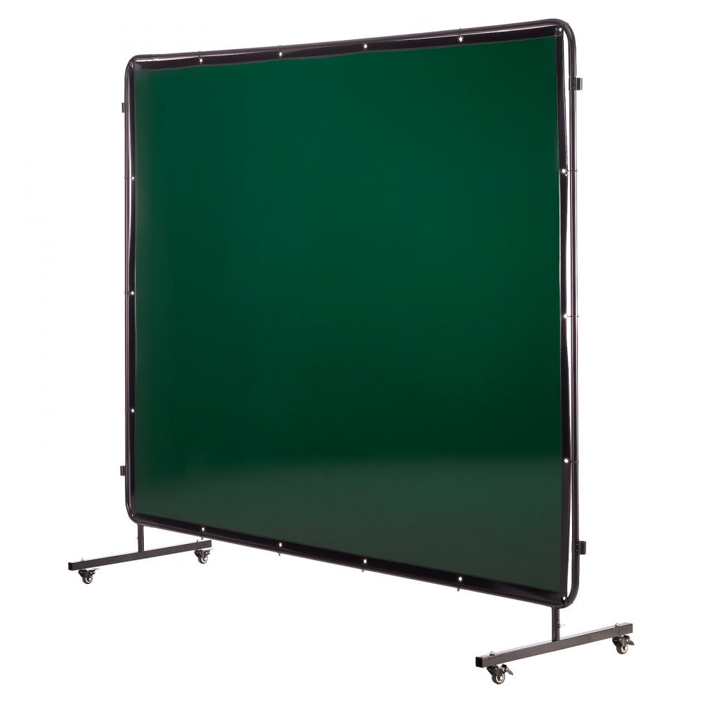 VEVOR Welding Screen with Frame, 3-Panel 6 x 8 FT Welding Curtain Screen, Flame-Resistant Vinyl Safety Protection Screens with 12 Wheels & 6-Level UV Protection for Workshop/Industrial Use, Dark Green