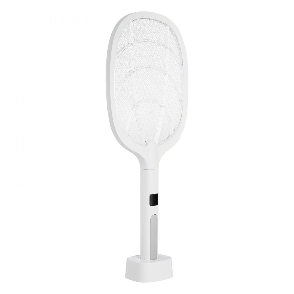 VEVOR Electric Fly Swatter, Zapper Racket with 3 Layers Mesh & Digital Screen Display, Dual Modes Fly Killer with 1500mAh Battery Rechargeable for Home, Bedroom, Kitchen and Patio, White