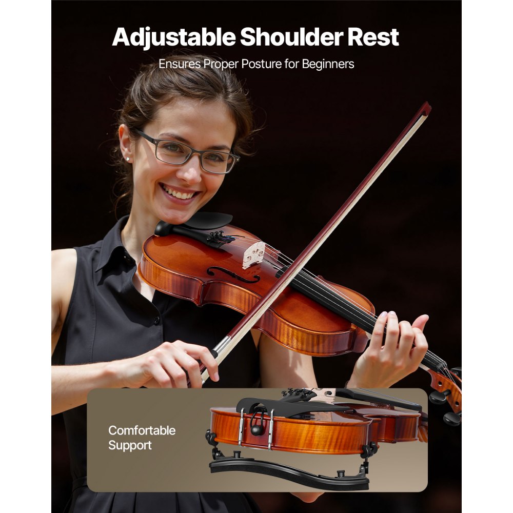 VEVOR Violin 4/4 Full Size for Adults, Violin Fiddle Set for Beginners Student with Hard Case,Rosin, Bow,Shoulder Rest,Bridge,Extra Strings,Professional Solidwood Instrument (Glossy Brown Patterned)