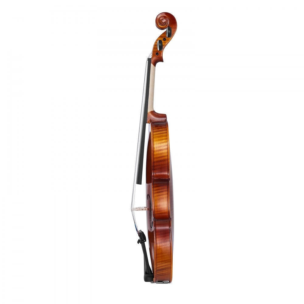 VEVOR Violin 4/4 Full Size for Adults, Violin Fiddle Set for Beginners Student with Hard Case,Rosin, Bow,Shoulder Rest,Bridge,Extra Strings,Professional Solidwood Instrument (Glossy Brown Patterned)