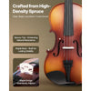 VEVOR Violin 4/4 Full Size for Adults, Violin Fiddle Set for Beginners Student with Hard Case, Rosin, Bow, Shoulder Rest,Bridge,Extra Strings,Professional Solidwood Instrument (Matte Brown)