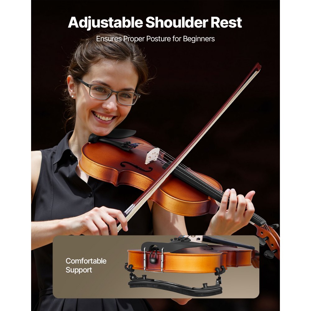 VEVOR Violin 4/4 Full Size for Adults, Violin Fiddle Set for Beginners Student with Hard Case, Rosin, Bow, Shoulder Rest,Bridge,Extra Strings,Professional Solidwood Instrument (Matte Brown)