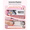 VEVOR Play Kitchen for Kids, Wooden, Kids Kitchen Playset with Real Lights & Sounds, Food & Cookware Accessories, Pretend Play Toy Set, Range Hood, Microwave, for Toddlers, Girls & Boys Ages 3-8, Pink