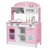VEVOR Play Kitchen for Kids, Wooden, Kids Kitchen Playset with Real Lights & Sounds, Food & Cookware Accessories, Pretend Play Toy Set, Range Hood, Microwave, for Toddlers, Girls & Boys Ages 3-8, Pink