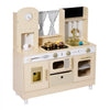 VEVOR Play Kitchen for Kids, Wooden, Kids Kitchen Playset with Realistic Lights & Sounds, Food & Cookware, Modern Style Pretend Play Toy Set, Ice Maker, Microwave, for Toddlers, Girls & Boys Ages 3-8