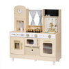 VEVOR Play Kitchen for Kids, Wooden, Kids Kitchen Playset with Realistic Lights & Sounds, Food & Cookware, Modern Style Pretend Play Toy Set, Ice Maker, Microwave, for Toddlers, Girls & Boys Ages 3-8