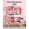 VEVOR Play Kitchen for Kids, Wooden, Kids Kitchen Playset with Real Lights & Sounds, Food & Cookware, Pretend Play Toy Set, Microwave, Oven, Clicking Knobs, for Toddlers, Girls & Boys Ages 3-8, Pink