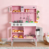 VEVOR Play Kitchen for Kids, Wooden, Kids Kitchen Playset with Real Lights & Sounds, Food & Cookware, Pretend Play Toy Set, Microwave, Oven, Clicking Knobs, for Toddlers, Girls & Boys Ages 3-8, Pink