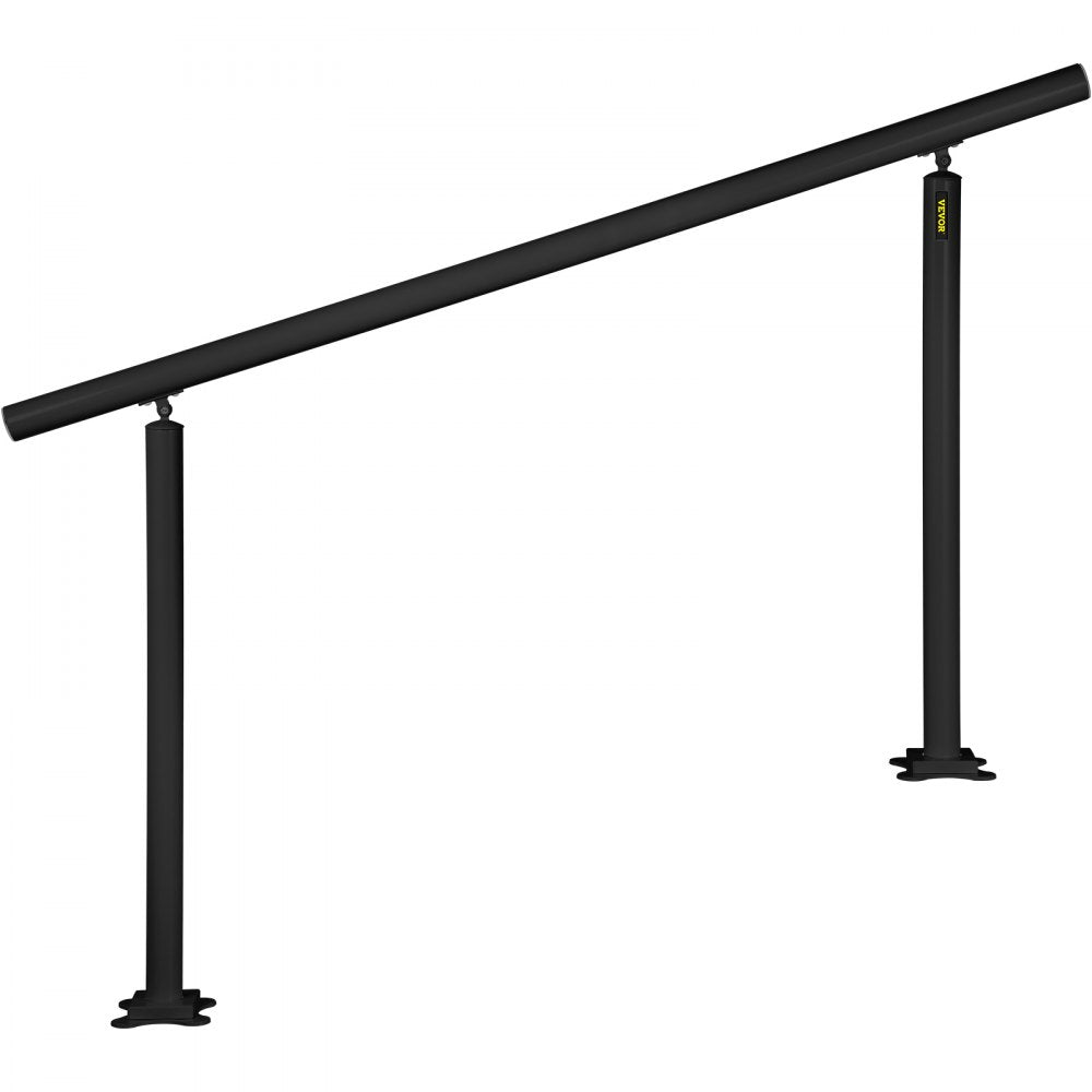 VEVOR Outdoor Stair Railing Kit, 5 FT Handrails 0-5 Steps, Adjustable Angle Black Aluminum Stair Hand Rail for The Elderly, Handrails for Indoor & Outdoor Steps