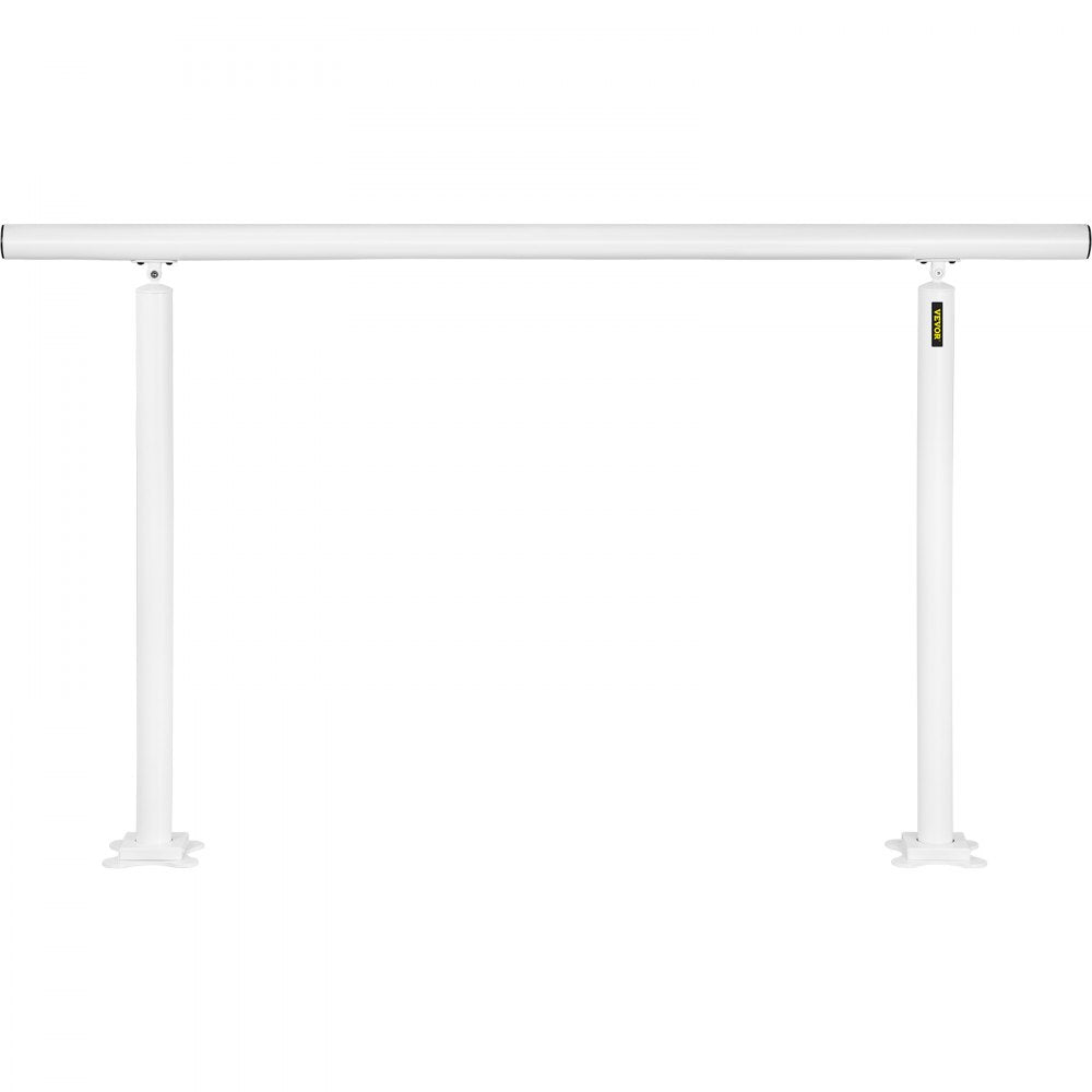VEVOR Outdoor Stair Railing Kit, 5 FT Handrails 0-5 Steps, Adjustable Angle White Aluminum Stair Hand Rail for The Elderly, Handrails for Outdoor Steps