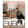 VEVOR Indoor Firewood Rack, 1.3 ft 2-Tier Firewood Holder with Fireplace Tools, Brush, Shovel, Poker, Tongs, Heavy Duty Log Wood Rack, 400 lbs Weight Capacity, Wood Pile Storage Stacker for Fire Pit