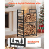 VEVOR Indoor Firewood Rack, 1.3 ft 2-Tier Firewood Holder with Fireplace Tools, Brush, Shovel, Poker, Tongs, Heavy Duty Log Wood Rack, 400 lbs Weight Capacity, Wood Pile Storage Stacker for Fire Pit