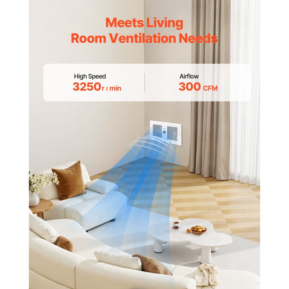 VEVOR 4-Inch Room to Room Fan, 2-in-1 300 CFM Through Wall Fan with Remote Control & Temperature Control, 10-Speed Ventilation Quiet Vent for Kitchen, Living & Laundry Room, Workshop