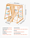 VEVOR indoor playground jungle gym dimensions and key specs infographic