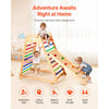 VEVOR Indoor Playground Jungle Gym, 4-in-1 Wooden Indoor Playground Playset with Climbing Rock, Slide, Wooden Ladder & Gym Rings, Montessori Style Playground Climbing Toys for Boys Girls, 220LBS