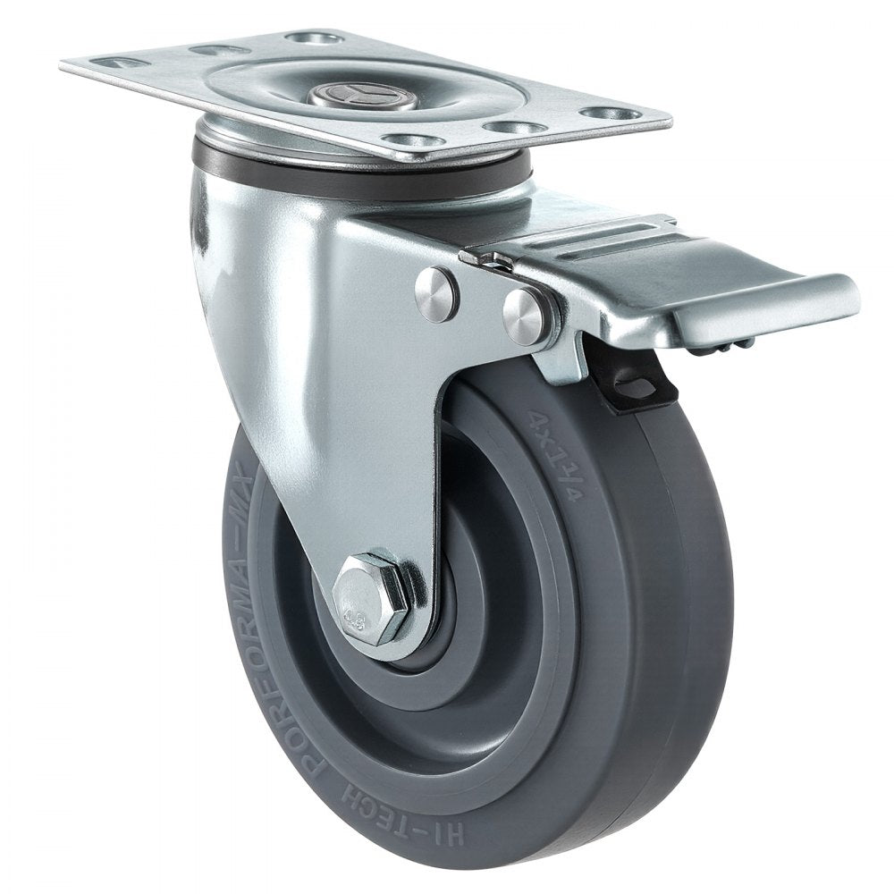 VEVOR Caster Wheels, 5 Inch Heavy Duty Casters, Compatible with VEVOR Insulated Food Pan Carrier, Set of 4 (2 Swivel with Brake, 2 Rigid)
