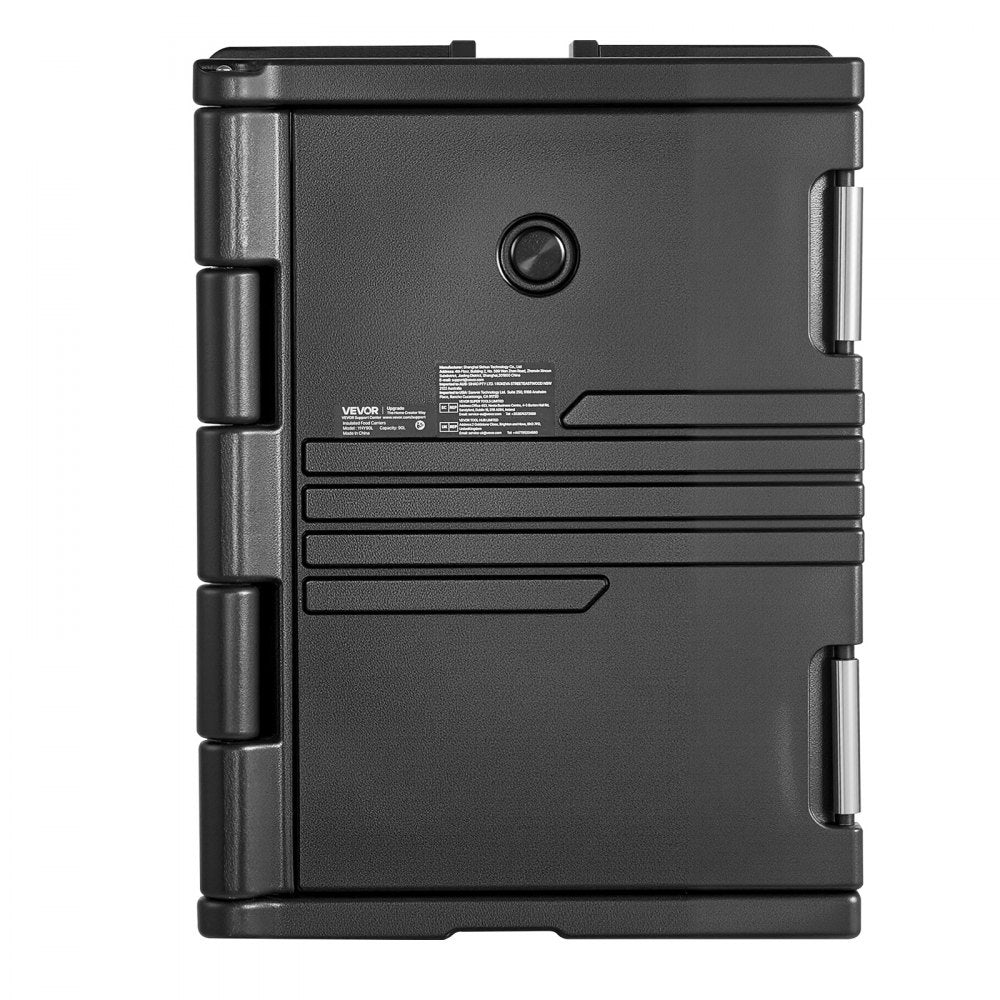 VEVOR Insulated Food Pan Carrier, 95 Qt Non-Electrical Food Warmer, with Wheel & 304 Stainless Steel Latch, LLDPE Stackable Hot Box, for Various Pan Sizes(NOT Included), Fit Catering BBQ Event(Black)