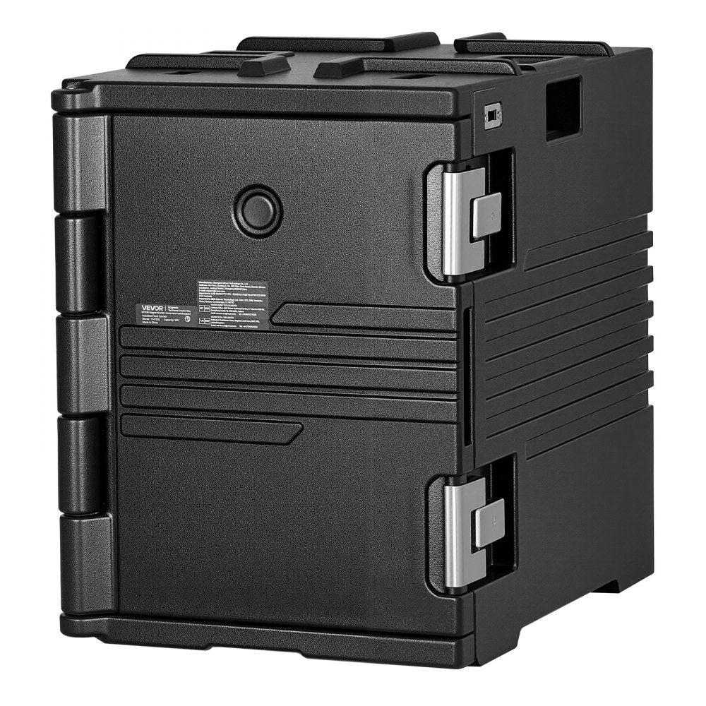 VEVOR Insulated Food Pan Carrier, 95 Qt Non-Electrical Food Warmer, with Wheel & 304 Stainless Steel Latch, LLDPE Stackable Hot Box, for Various Pan Sizes(NOT Included), Fit Catering BBQ Event(Black)