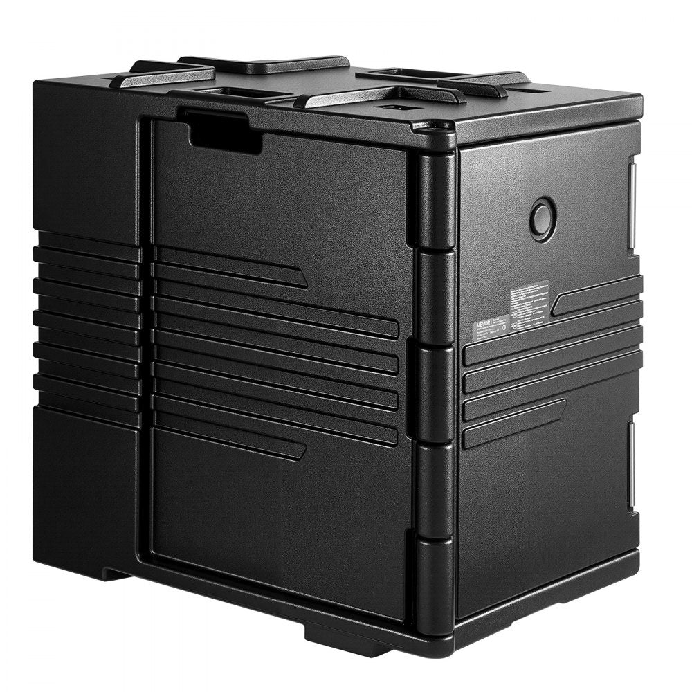 VEVOR Insulated Food Pan Carrier, 95 Qt Non-Electrical Food Warmer, with Wheel & 304 Stainless Steel Latch, LLDPE Stackable Hot Box, for Various Pan Sizes(NOT Included), Fit Catering BBQ Event(Black)