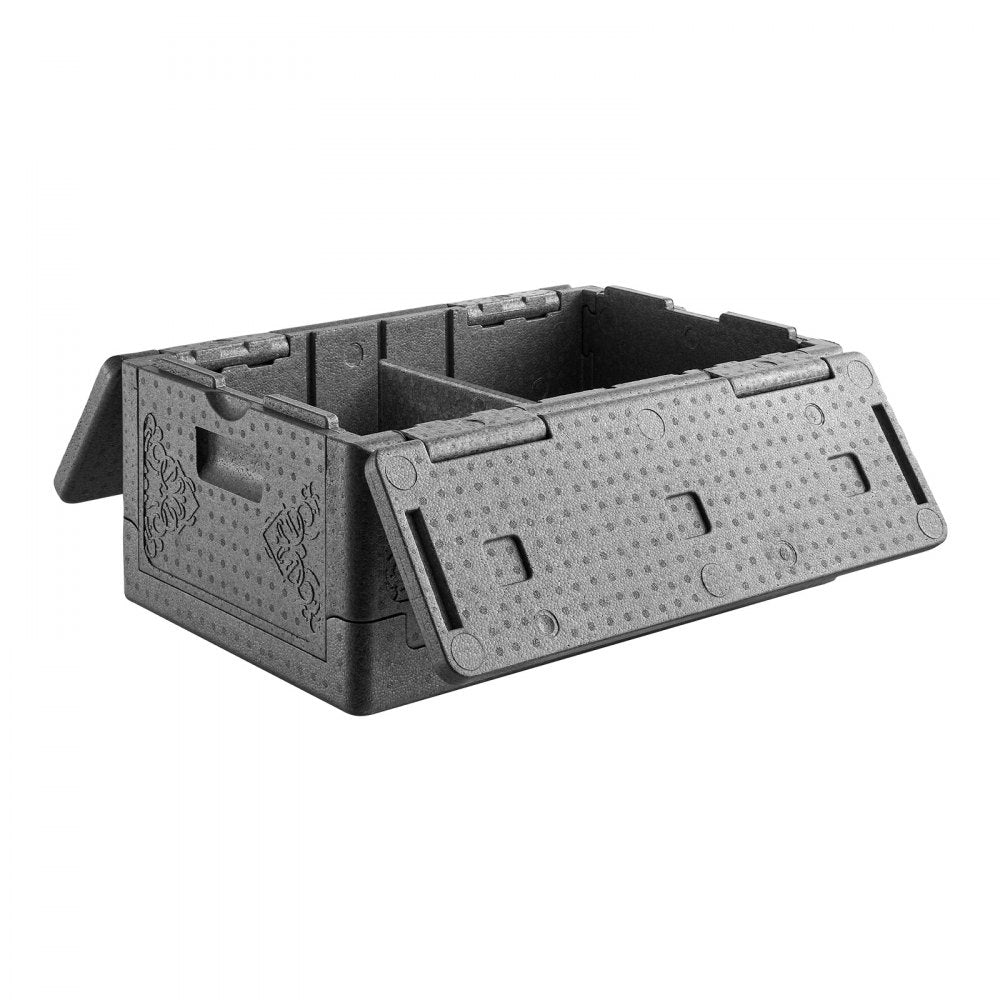 VEVOR Collapsible Insulated Food Warmer, 40 Qt Non-Electrical Thermal Carrier, Lightweight and High-rigidity EPP Hot Box, for Delivery, Transport, Catering BBQ Event, Keeps Warm/Cold 4 Hours (Gray)