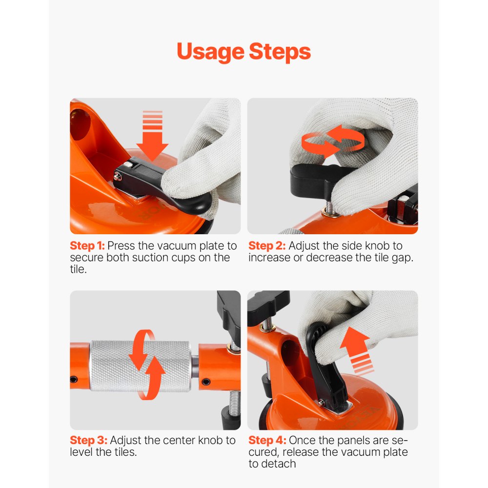 VEVOR Seamless Seam Setter, 2 Packs Granite Seam Setter with 5 in Vacuum Suction Cups, Seam Joiner for Seam Joining & Leveling, 180° Adjustable, Countertop Installation Tool for Tile Stone Marble Slab