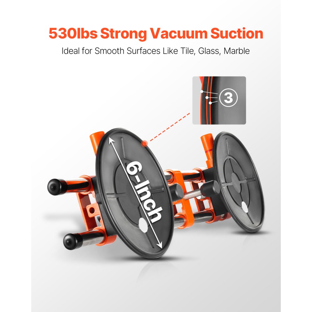 VEVOR Seamless Seam Setter, 2 Packs, Granite Seam Setter with 6 in Vacuum Suction Cups & Tool Bag, Seam Joiner for Seam Joining & Leveling, Countertop Installation Tool for Tile Stone Marble Slab