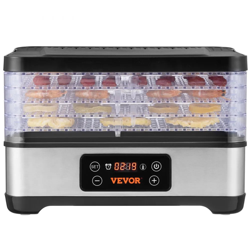 VEVOR Food Dehydrator Machine, 5-Tray Fruit Dehydrator, 300W Electric Food Dryer w/ Digital Adjustable Timer & Temperature for Jerky, Herb, Meat, Beef, Fruit, Dog Treats and Vegetables, ETL Listed