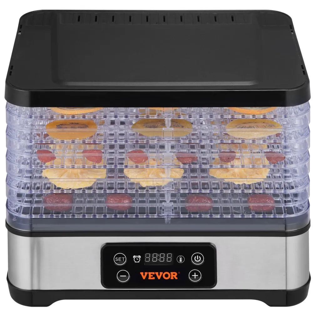 VEVOR Food Dehydrator Machine, 5-Tray Fruit Dehydrator, 300W Electric Food Dryer w/ Digital Adjustable Timer & Temperature for Jerky, Herb, Meat, Beef, Fruit, Dog Treats and Vegetables, ETL Listed