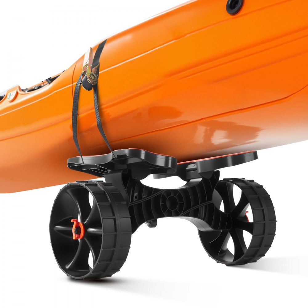 VEVOR Kayak Cart, 300 lbs Load Capacity, Foldable Kayak Trolley with 10-inch Solid Rubber Tires & 1 Ratchet Strap, Paddle Board Trolley for Carrying Kayaks, Canoes, Paddleboards, Float Mats, Jon Boats
