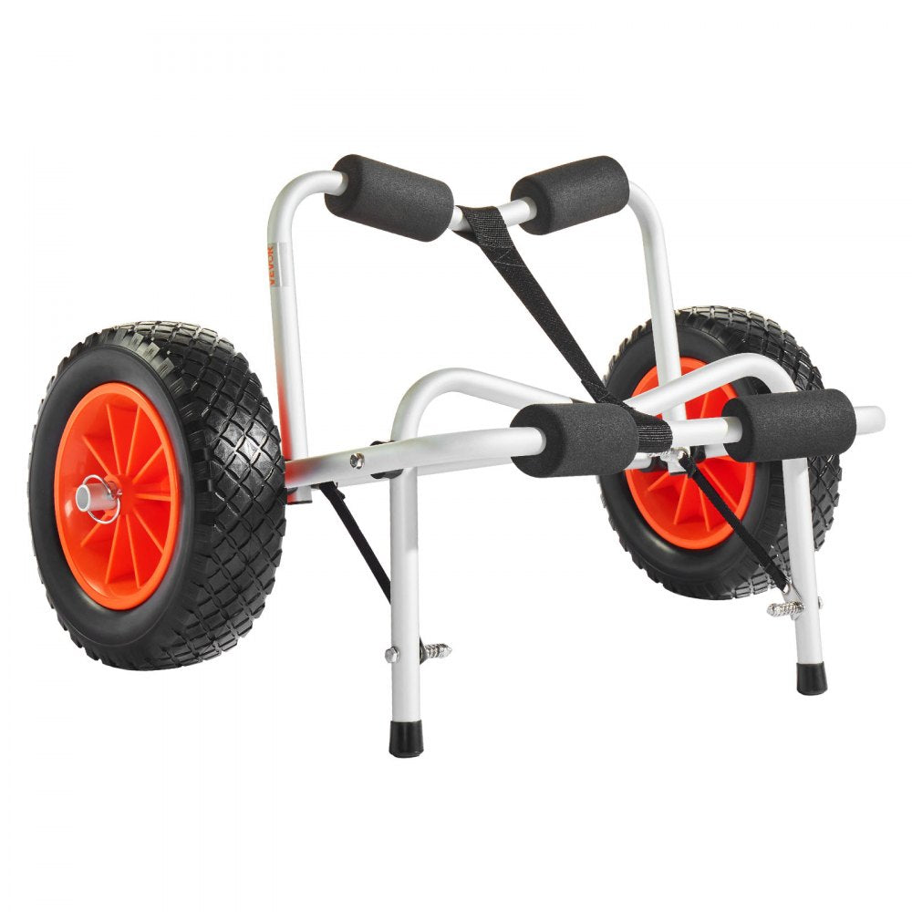 VEVOR Kayak Cart, 250 lbs Load Capacity, Foldable Kayak Trolley with 10-inch Solid Rubber Tires & 1 Ratchet Strap, Paddle Board Trolley for Carrying Kayaks, Canoes, Paddleboards, Float Mats, Jon Boats