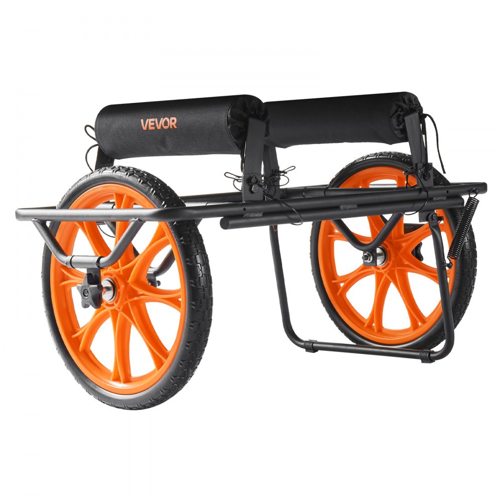 VEVOR Kayak Cart, 330 lbs Load Capacity, Canoe Cart Dolly with 15-inch Solid Rubber Tires & Kickstand, Assembles & Disassembles Within Seconds, Paddle Board Trolley for Kayaks, Canoes, Paddleboards