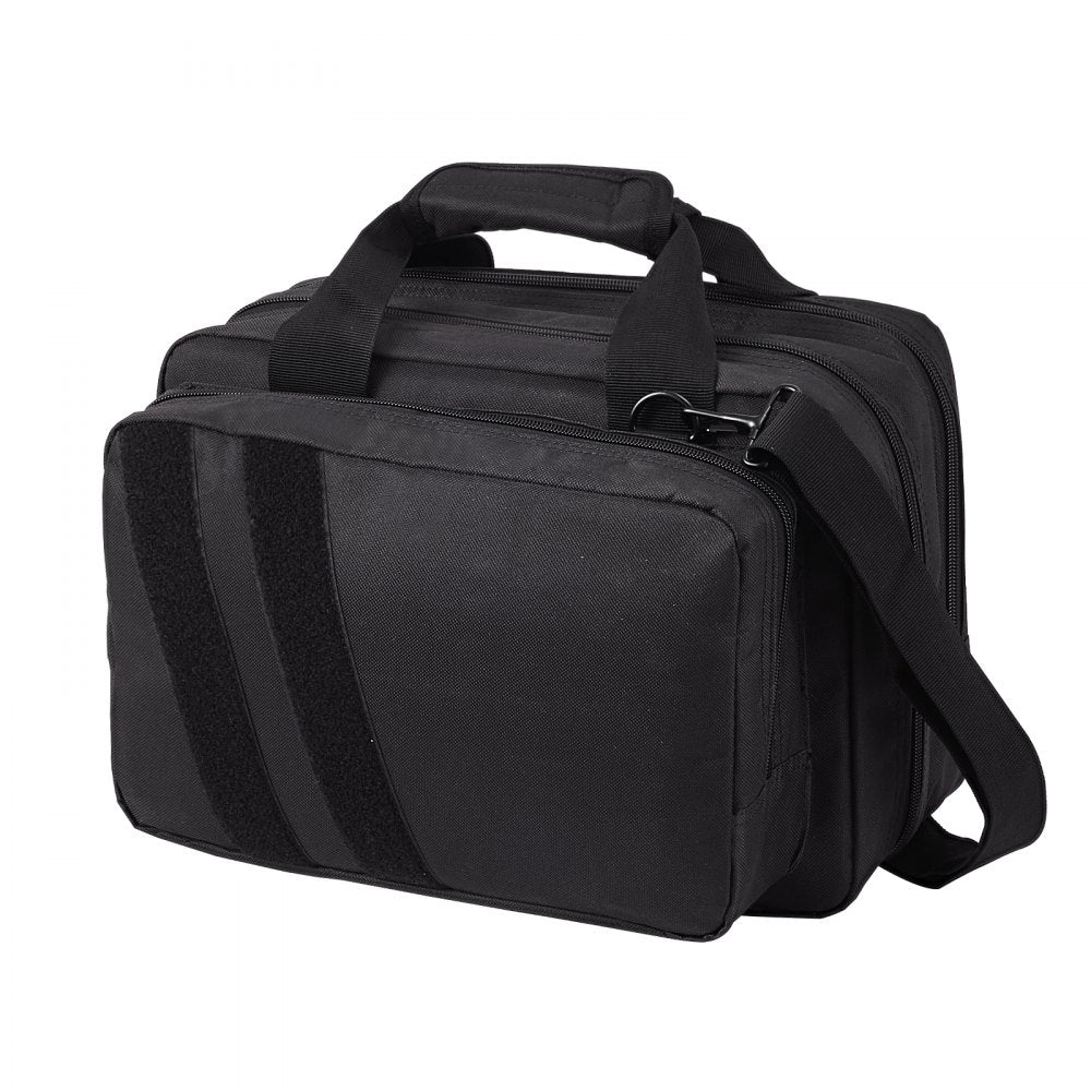 VEVOR Range Bag for 2 Pistols, Tactical Gun Bag with 2 Built-in Removable Pistol Bags & 6 Detachable Magazines, Gun Range Bag for Outdoor Hunting Shooting, Lockable Carrying Handgun Bag Case, Black
