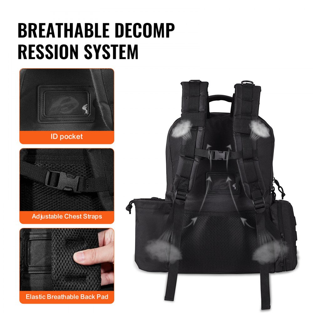 VEVOR Tactical Range Backpack for 6 Pistols, Gun Backpack with 6 Independent Pistol Bags & 10 Magazines, Pistol Backpack for Outdoor Hunting Shooting, Range Bag for Handguns Lockable Zipper, Black