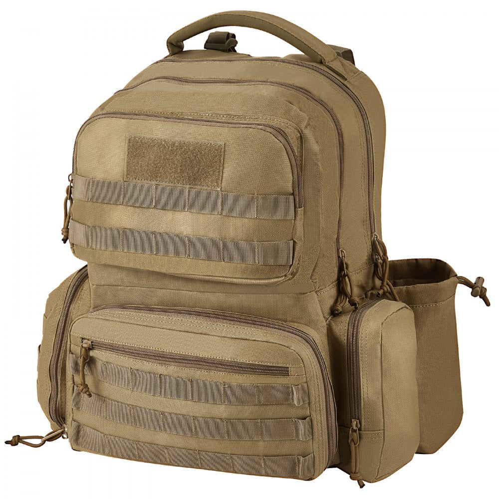 VEVOR Tactical Range Backpack for 6 Pistols, Gun Backpack with 6 Independent Pistol Bags & 10 Magazines, Pistol Backpack for Outdoor Hunting Shooting, Range Bag for Handguns Lockable Zipper,  Brown
