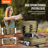 VEVOR Range Bag for 2 Pistols, Tactical Gun Bag with 2 Built-in Removable Pistol Bags & 6 Detachable Magazines, Gun Range Bag for Outdoor Hunting Shooting, Lockable Carrying Handgun Bag Case, Brown
