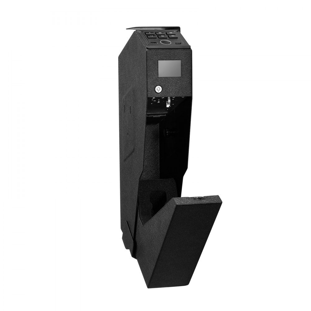 VEVOR Gun Safe, Slider Handgun Gun Safe with Screen, Fingerprint/Password/Key, 3-Way Quick Access Firearm Case Box with LED for 1 Pistol & Magazine, Mounted Gun Box for Nightstand Bedside Desk Car