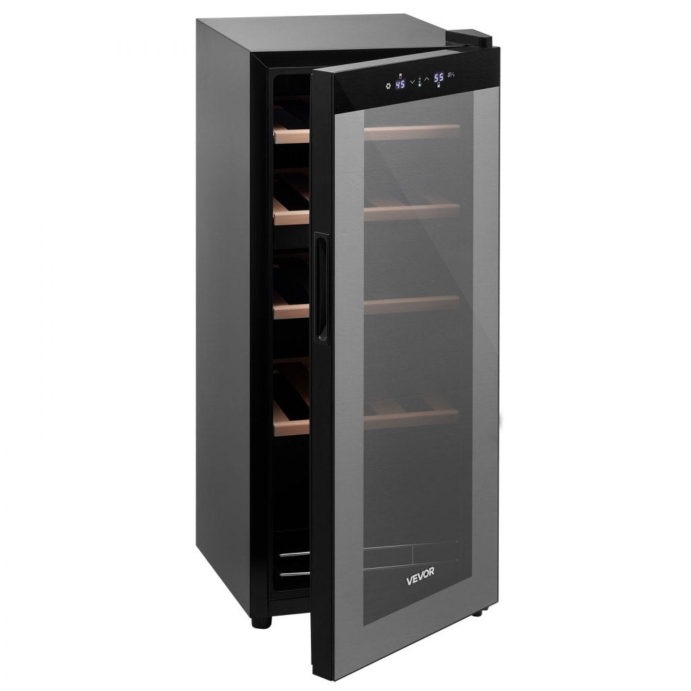 VEVOR 20 Bottle Wine Fridge, Freestanding Wine Cooler Refrigerator, Dual Zone Cooler, 41℉ to 65℉ Adjustable Temp Mini Cellar, Glass Door, For Home Office Bar, Red White Champagne or Sparkling Wines
