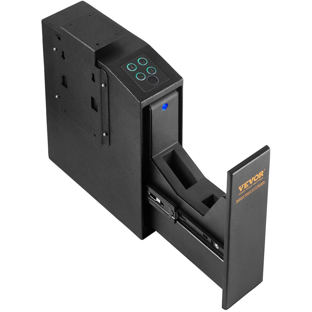 VEVOR Mounted Gun Safe for Pistols, Biometric Gun Safe with Three Quick Access Ways of Fingerprints, Passwords and Keys, Handgun Safe for 1 Pistol for Home, Bedside, Nightstand, Wall