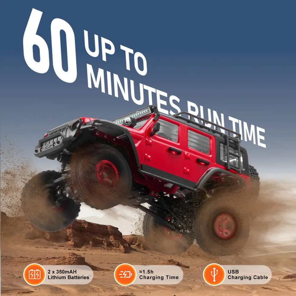 VEVOR Remote Control Car, 1:24 Scale RC Car for Kids, All Terrain 4WD Off-Road Truck with Full Lighting, 1 Extra Shell & 2 Rechargeable Batteries, 2-Speed Hobby Racing Car for 14+ Years Boys Girls