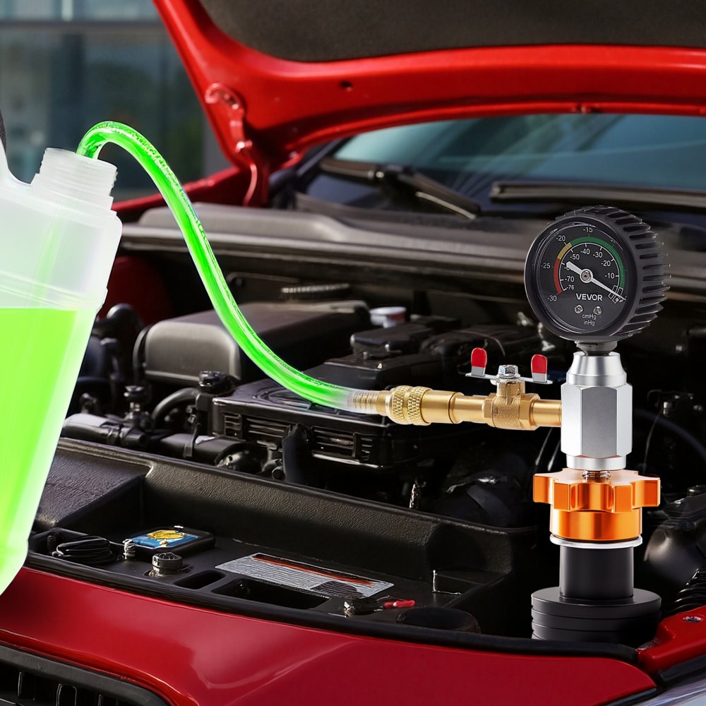 VEVOR Radiator Vacuum Refill Kit, Automotives Cooling System Vacuum & Purge Fill Tool with Gauge, Portable Radiator Coolant Filling Kit with Toolbox, Universal Fit for Most Cars Vans SUVs and Trucks