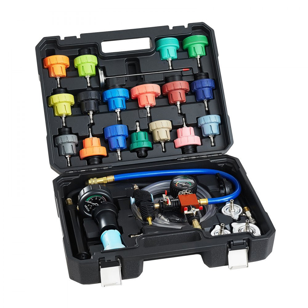 VEVOR Coolant Pressure Tester Kit, 47Pcs Radiator Vacuum Refill Kit with 3 Metal Adapters, Universal Fit, Automotive Cooling System Pressure Tester Tool, with Pressures Pump & Aluminum-Plastic Filler